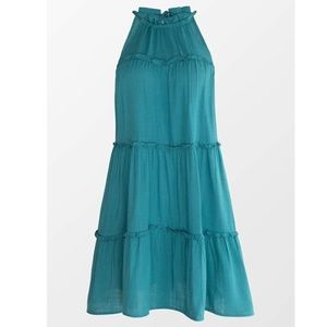 NWT high neck halter ruffle tiers sleeveless cover up dress.